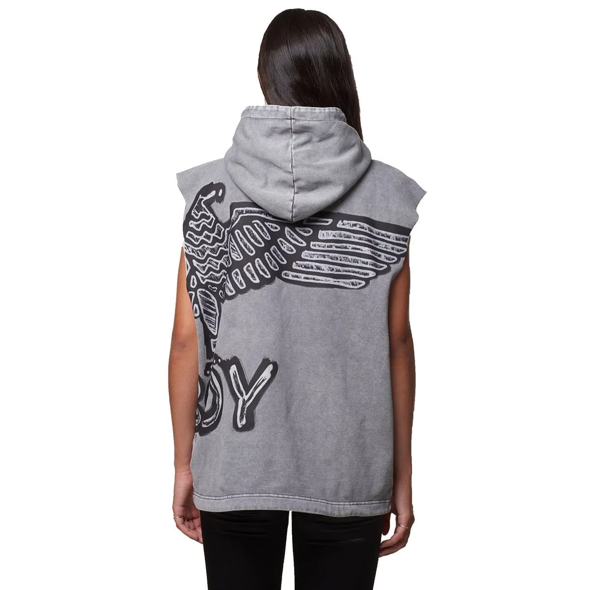 STENCIL SHORT SLEEVE HOOD - GREY