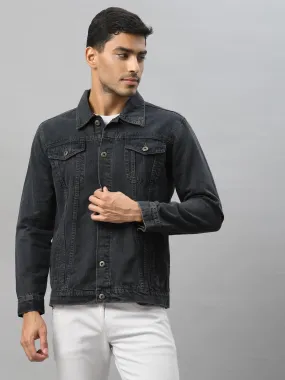 Style Quotient Men Grey Washed Lightweight Denim Jacket