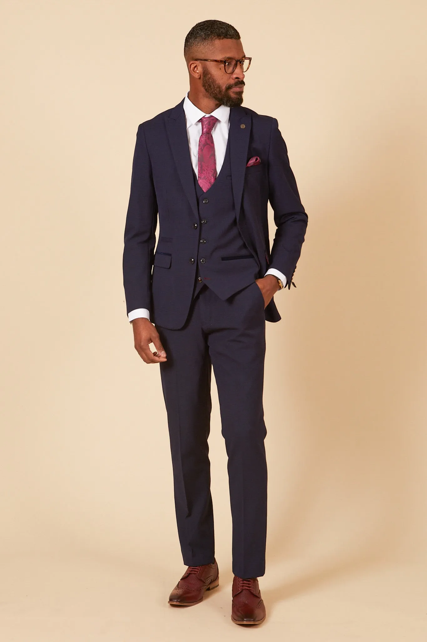 The WHU Collection - BROMLEY Navy Check Three Piece Suit As Worn By Angelo Ogbonna