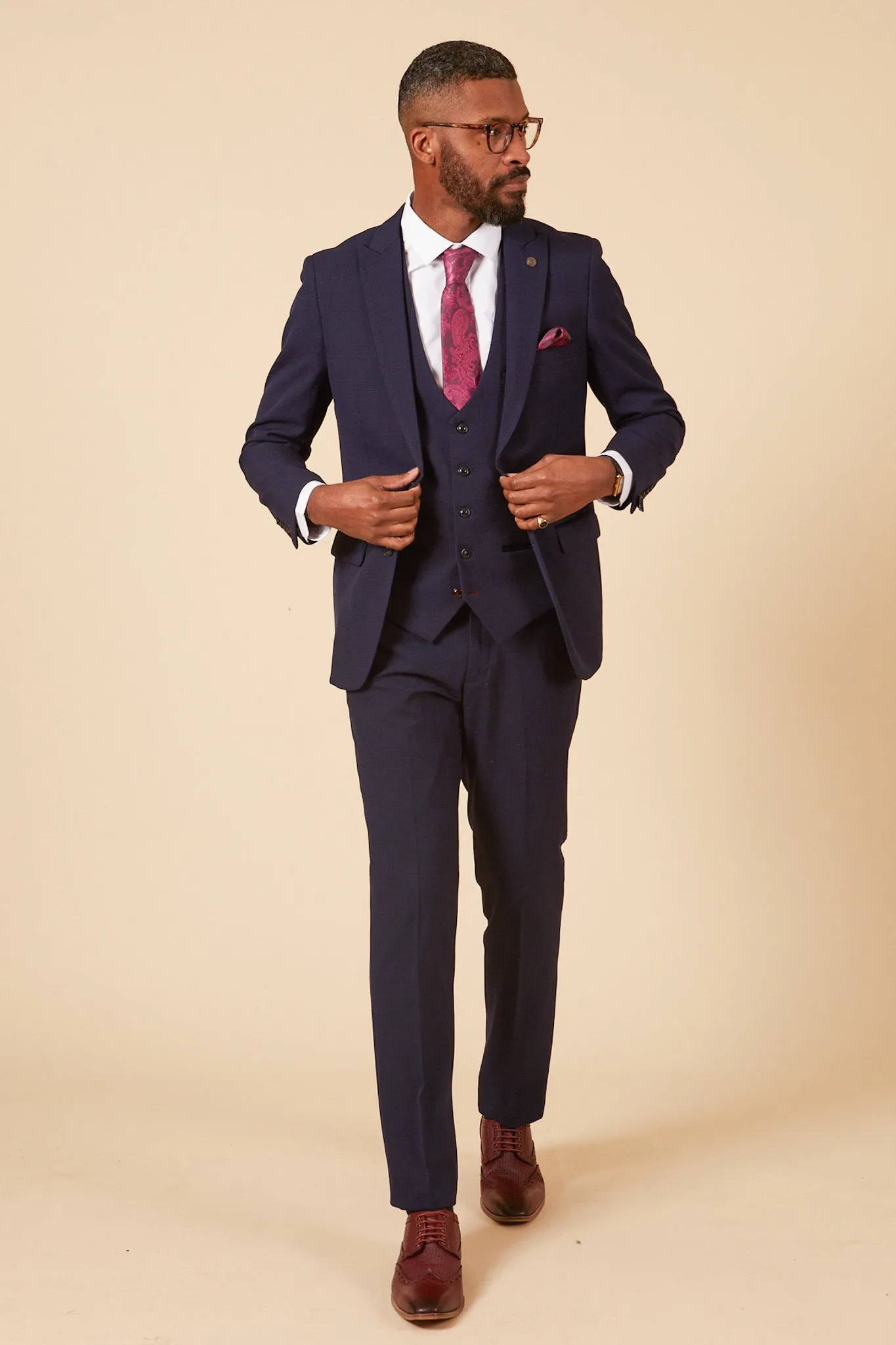 The WHU Collection - BROMLEY Navy Check Three Piece Suit As Worn By Angelo Ogbonna