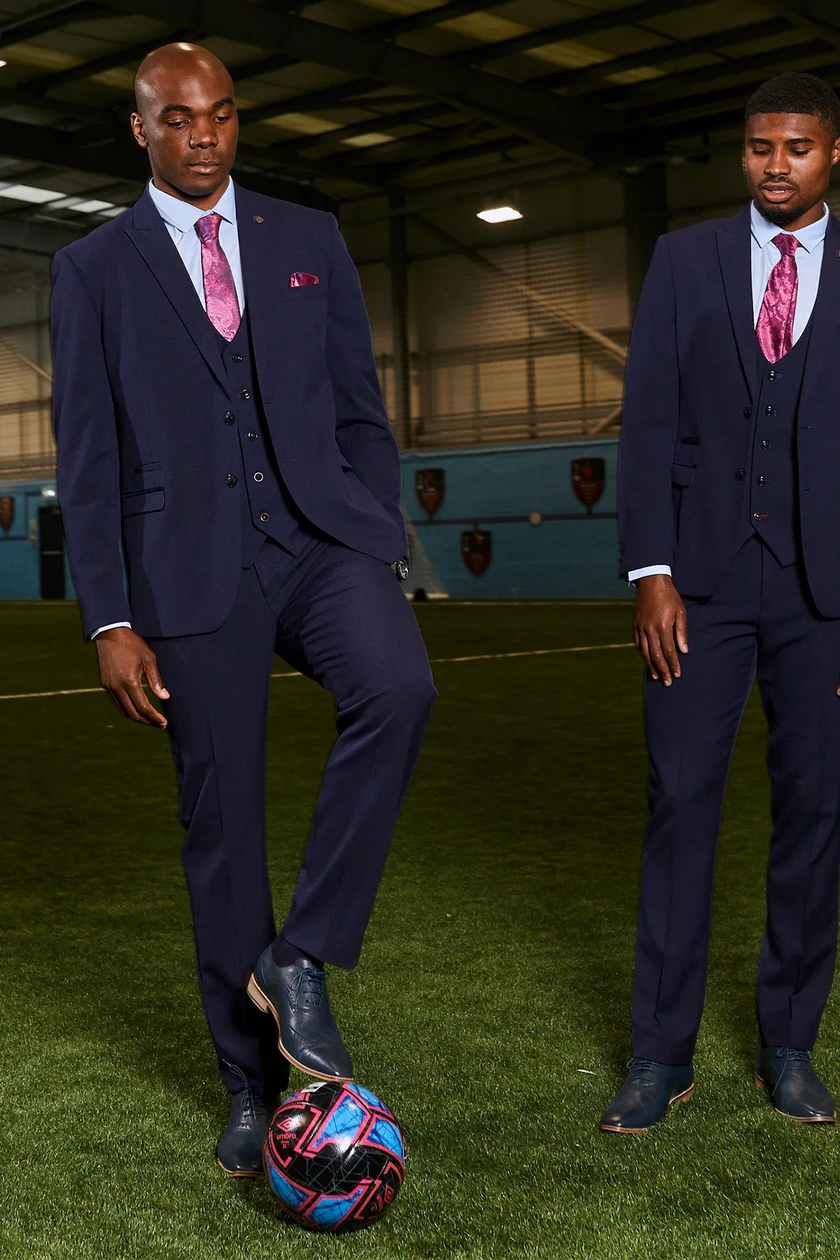 The WHU Collection - BROMLEY Navy Check Three Piece Suit As Worn By Angelo Ogbonna