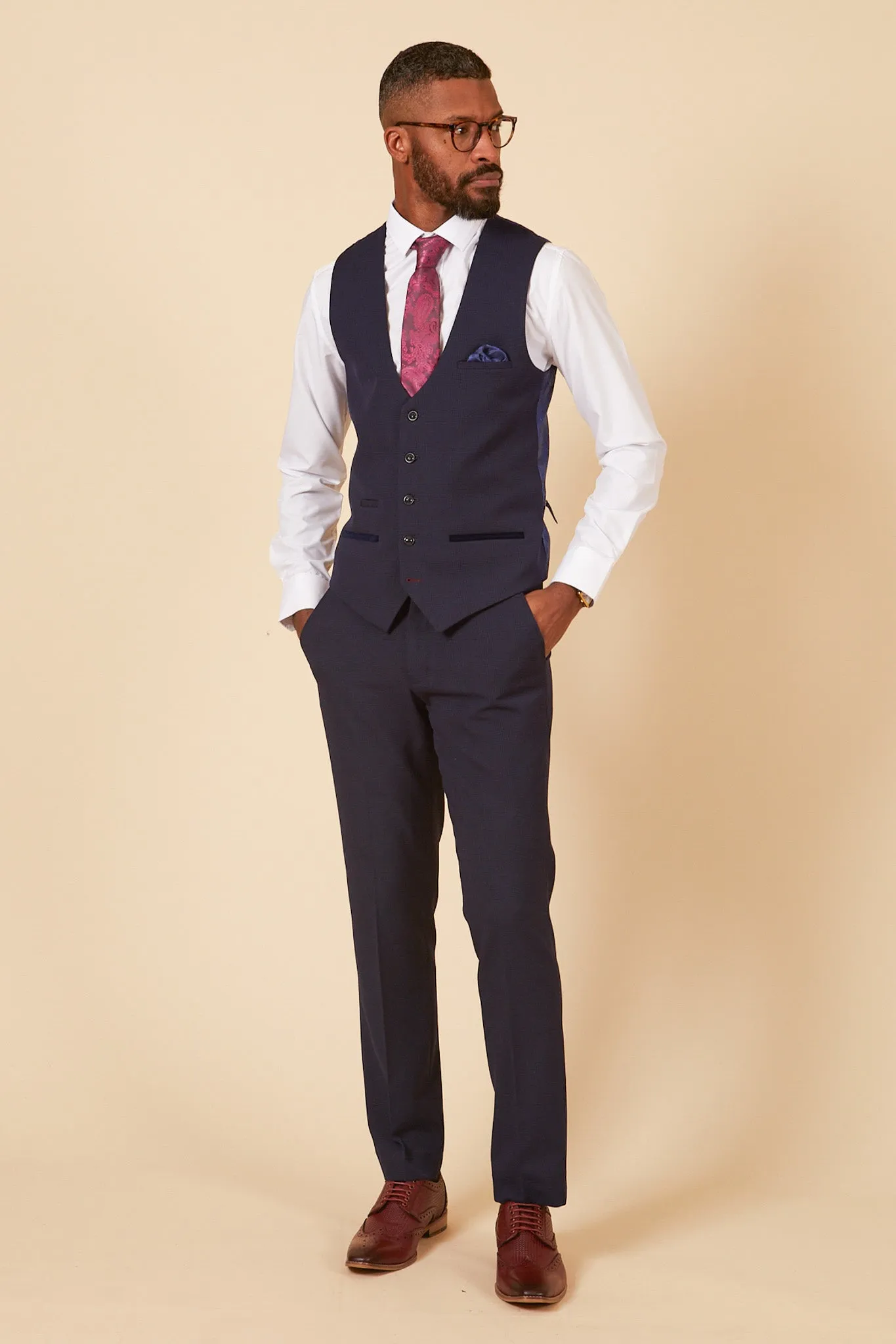 The WHU Collection - BROMLEY Navy Check Three Piece Suit As Worn By Angelo Ogbonna