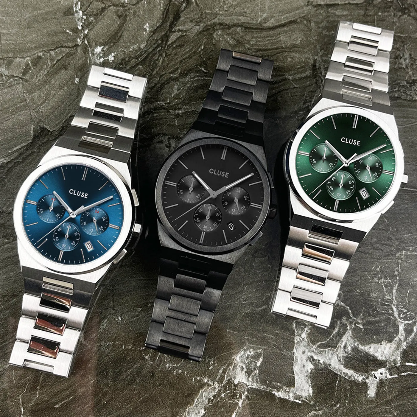 Vigoureux Chrono Steel Green, Silver Colour