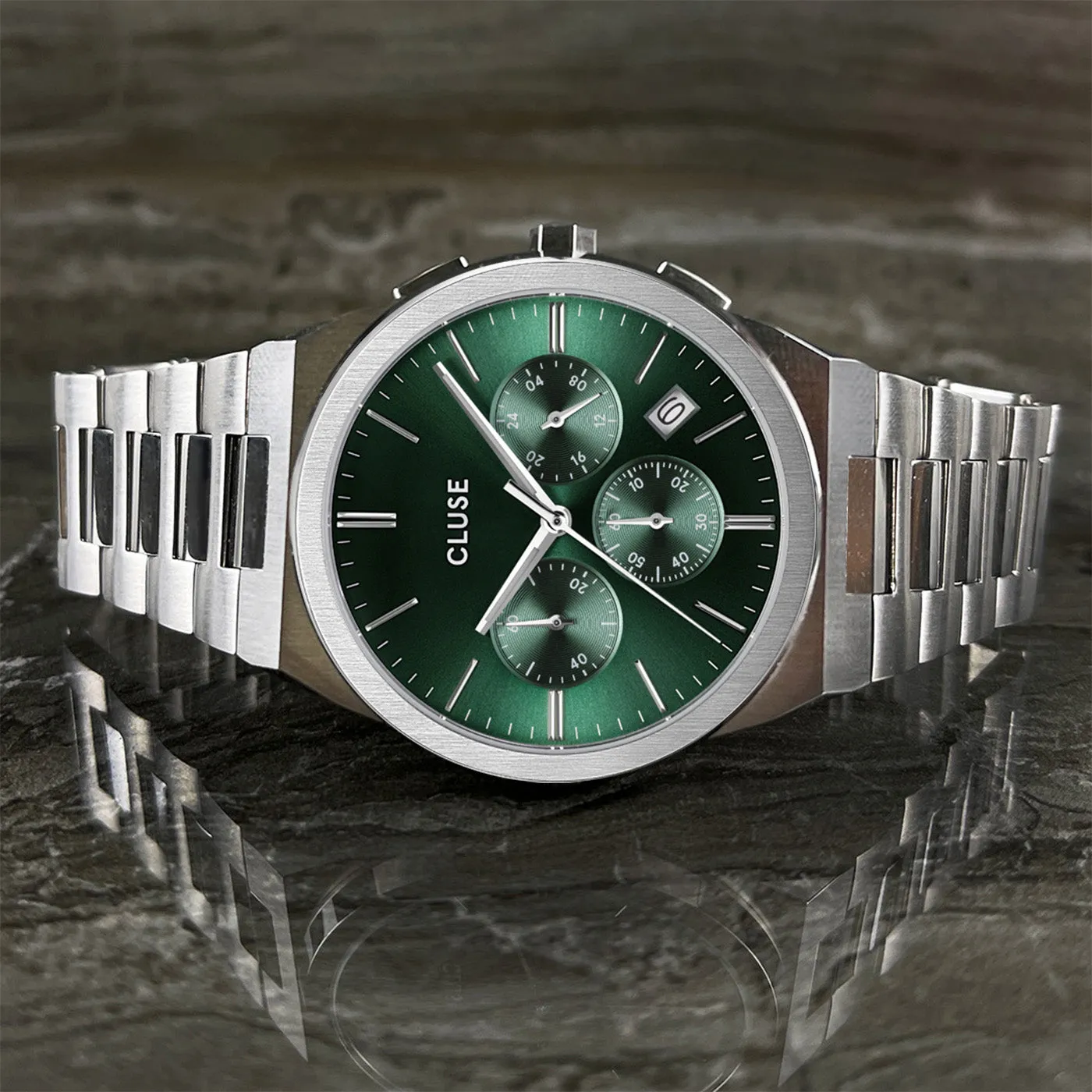 Vigoureux Chrono Steel Green, Silver Colour