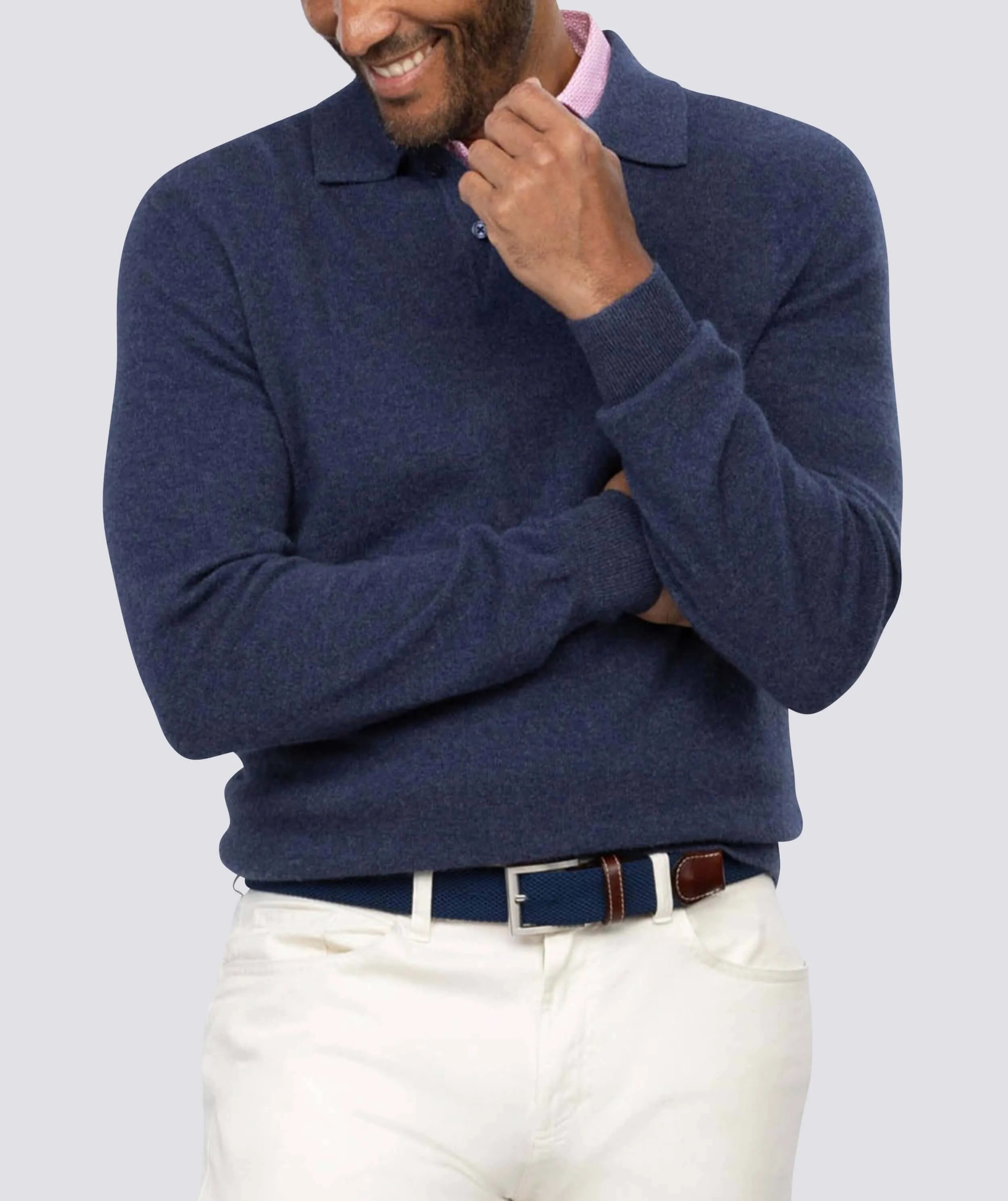 Wade 2-Button Cashmere Polo Sweater