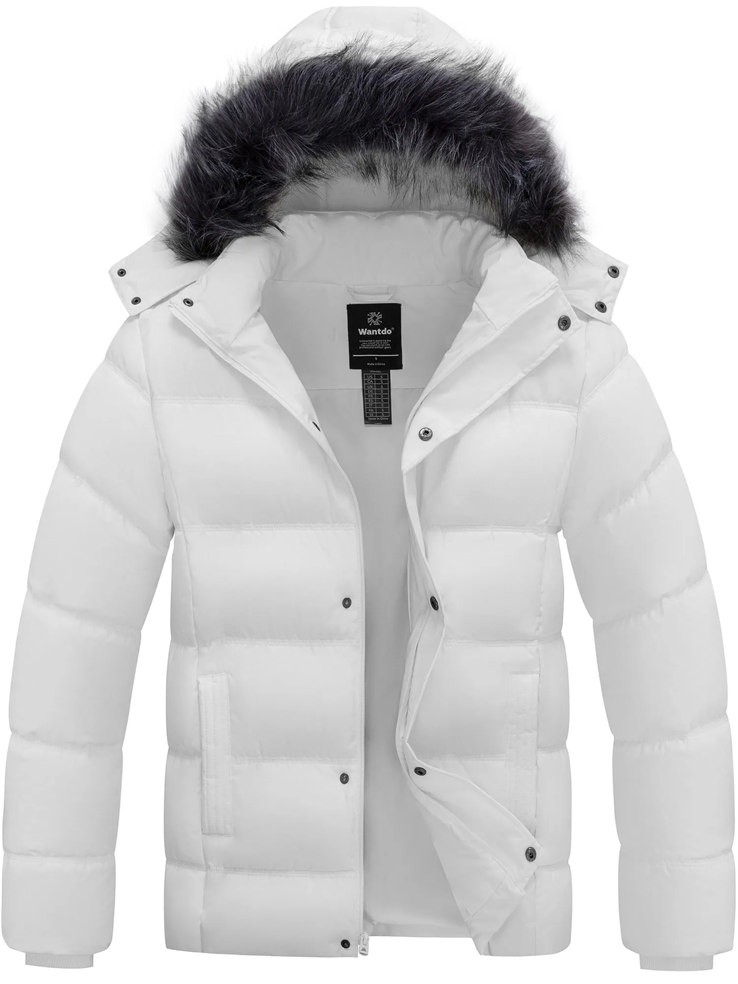 Wantdo Men's Winter Puffer Jacket Thicken Winter Coat Warm Padded Jacket with Hood