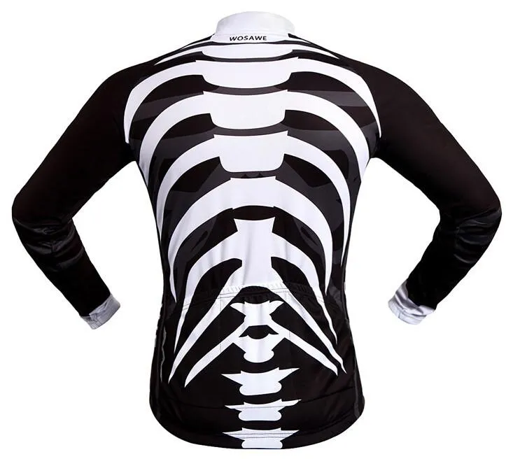 WOSAWE Bone White and Black Long Sleeve Cycling Jersey