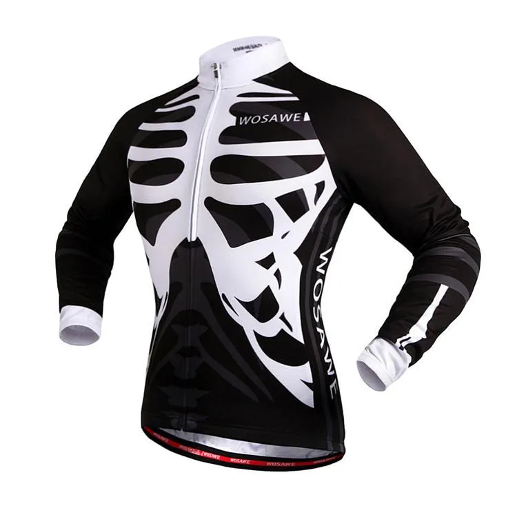 WOSAWE Bone White and Black Long Sleeve Cycling Jersey